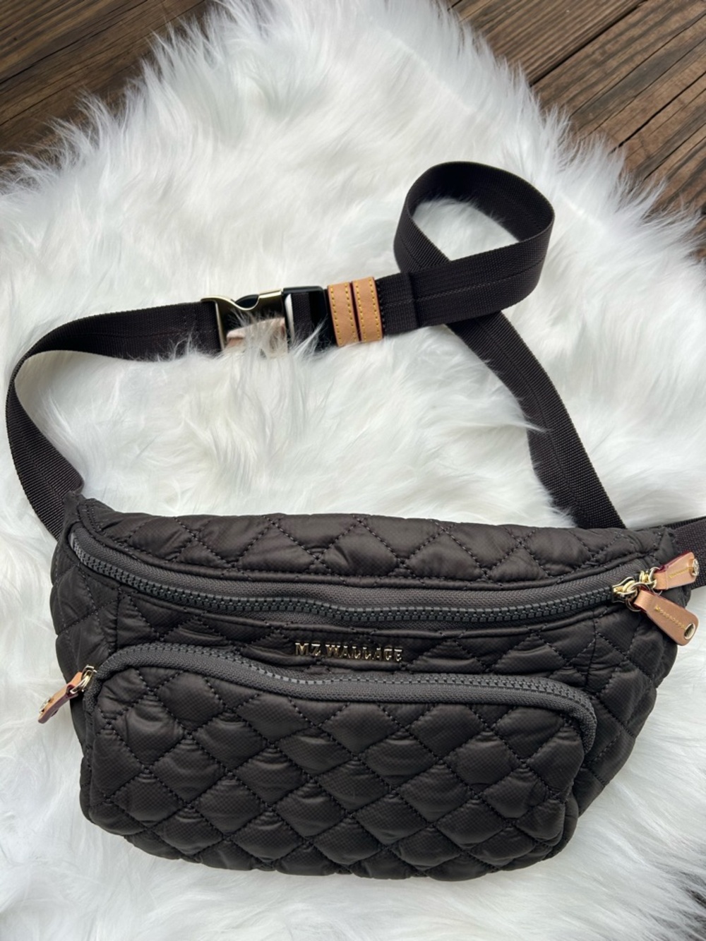 MZ Wallace Quilted Nylon Crossbody Sling - MAGNET with Gold Hardware - Picture 2 of 10